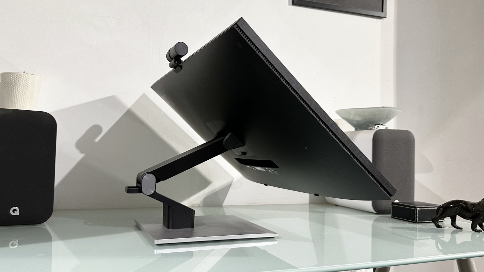 The Acer ProCreator PE320QXT on a desk in a home office during our testing process