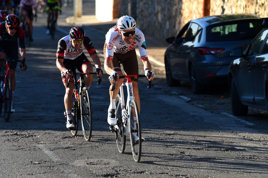 TORRENT SPAIN FEBRUARY 03 Michael Schr of Switzerland and AG2R Citren Team attacks during the 73rd Volta A La Comunitat Valenciana 2022 Stage 2 a 1715km stage from Btera to Torrent VCV2022 on February 03 2022 in Torrent Spain Photo by Dario BelingheriGetty Images