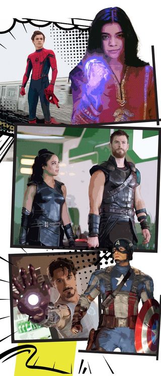 Tessa Thompson, Tom Hiddleston, Chris Hemsworth in Marvel movies