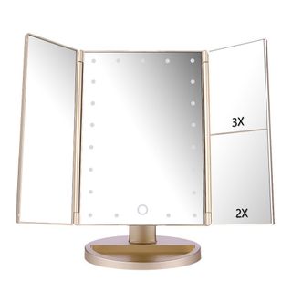 Deweisn, Floor Mount Tri-Fold Lighted Vanity Mirror