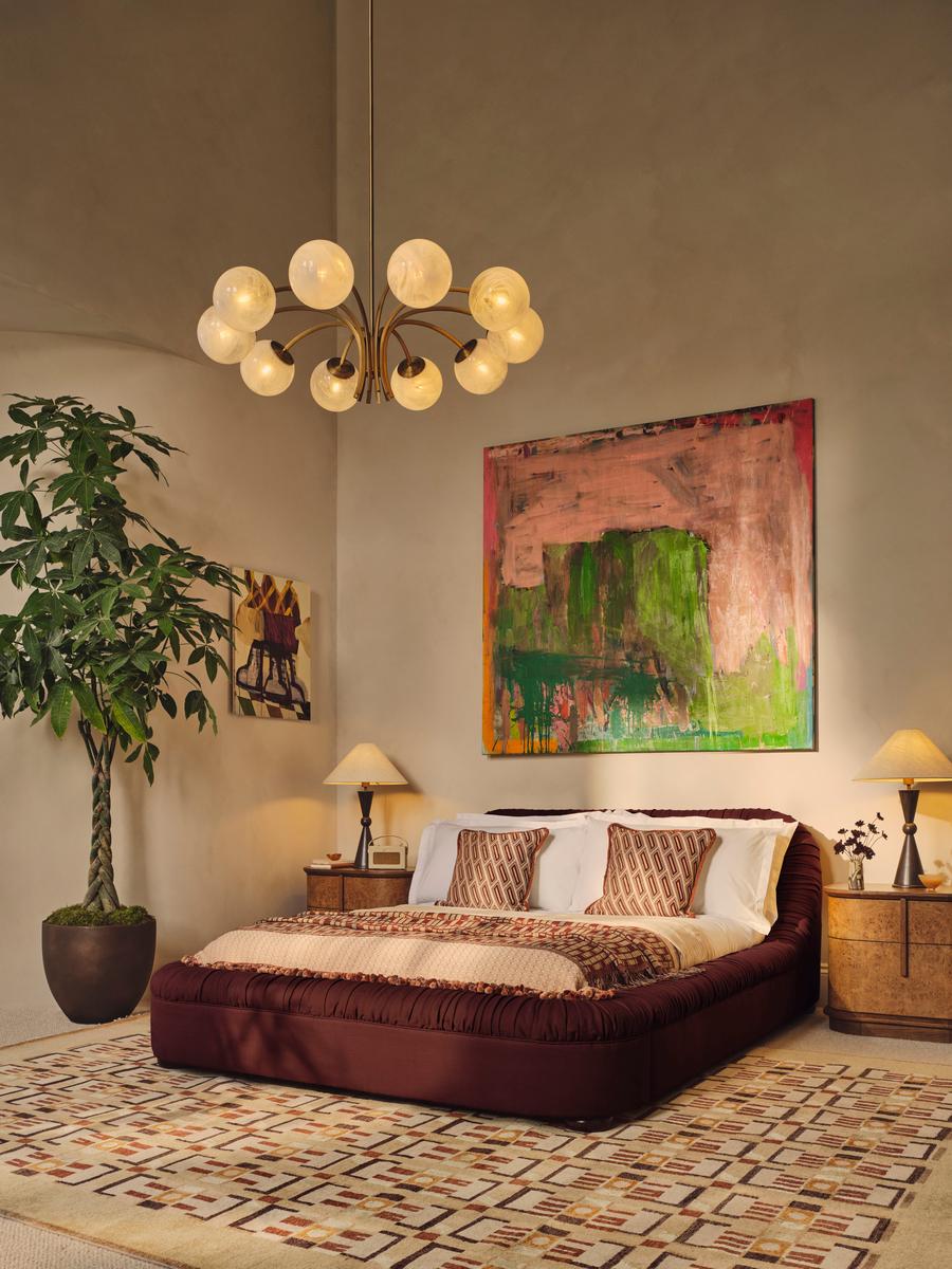 Vara Bed, King, Linen Chenille, Bordeaux