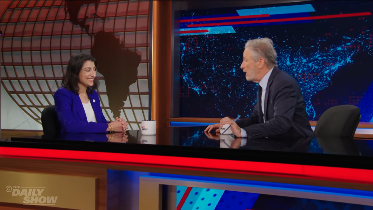 Jon Stewart and lina Kahn