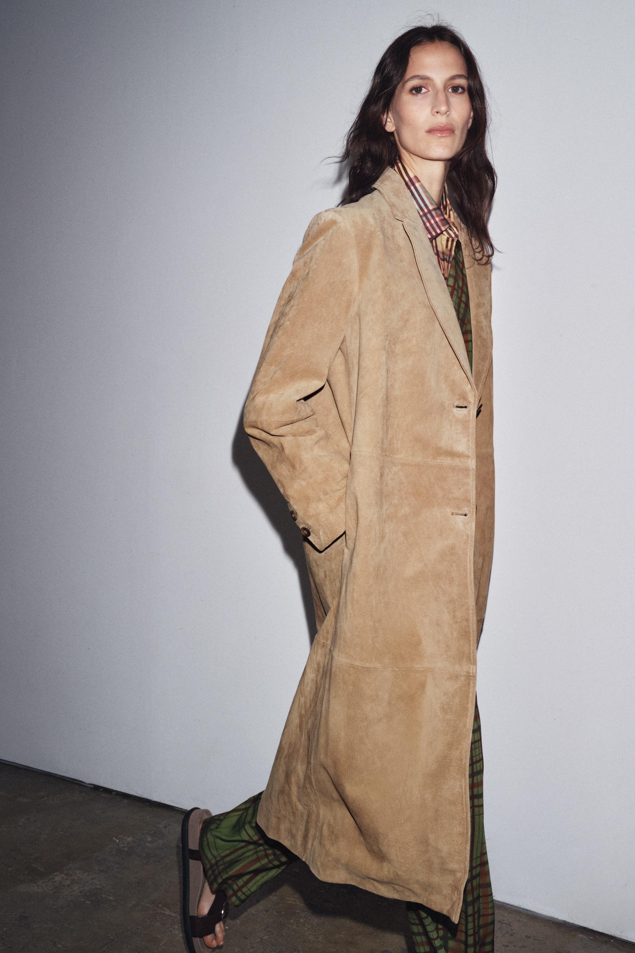 Suede Leather Coat Zw Collection Limited Edition