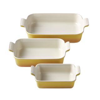 Le Creuset Heritage Open Rectangular Dishes set of three in yellow