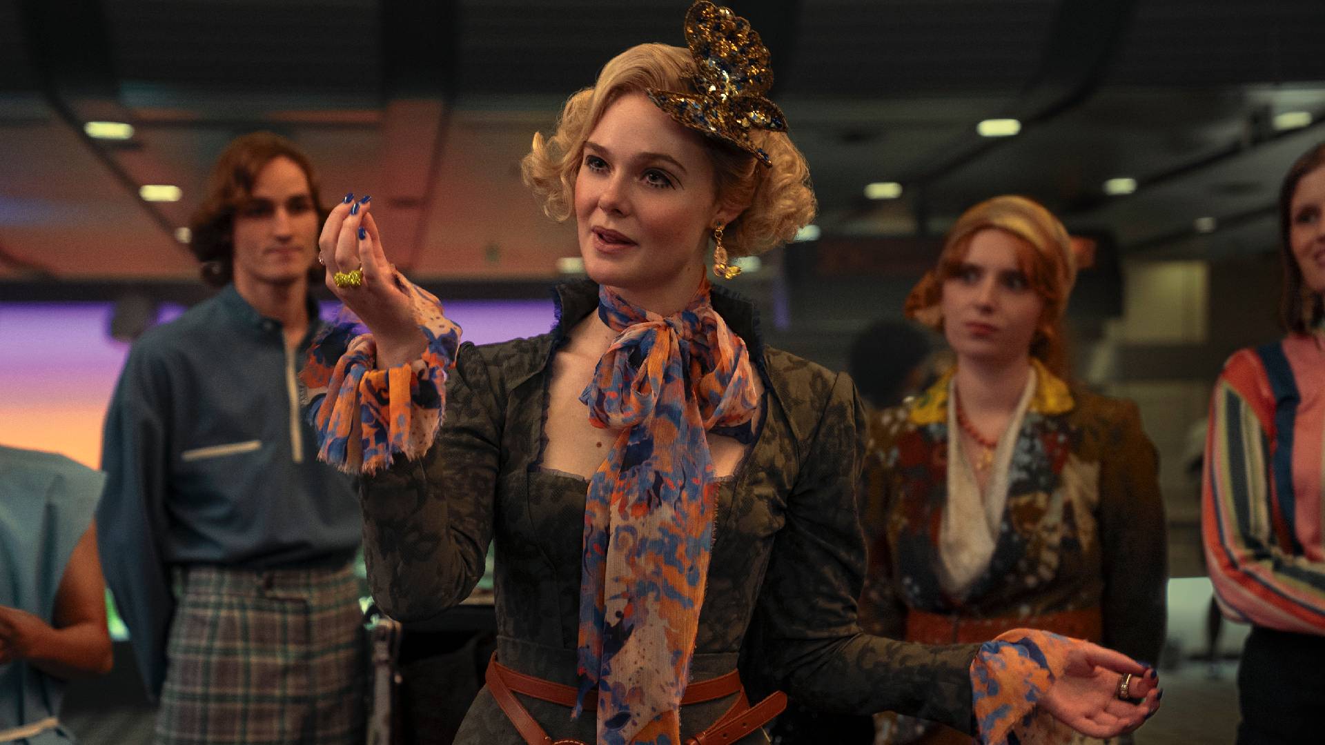 Elle Fanning as Effie in The Hunger Games: Sunrise on the Reaping