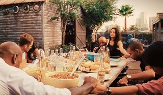 The Family sitting down for dinner Fast and Furious