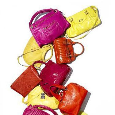 pink yellow and orange purses