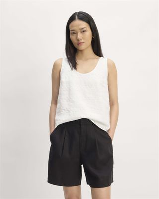 The Linen Eyelet Scoop-Neck Tank