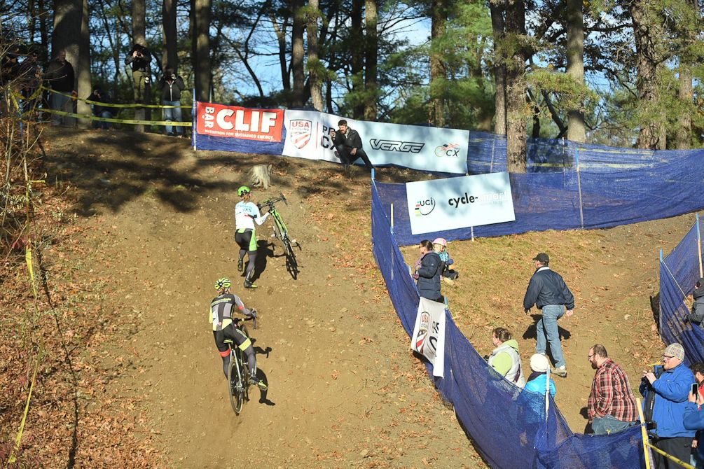 The men's leaders on the climb in Northampton