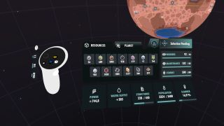 A screenshot from Per Aspera VR showing the statistics for your colony