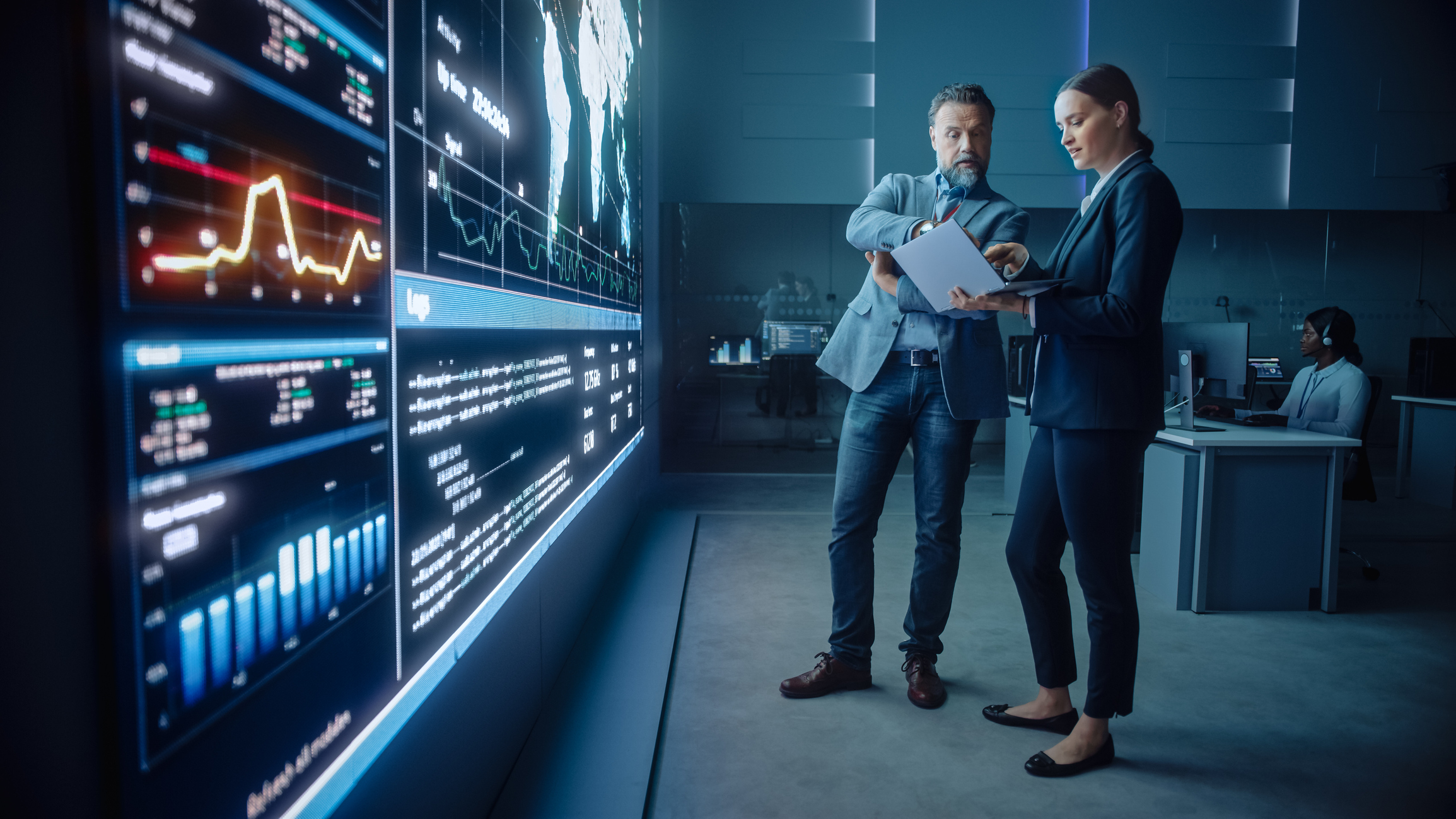 Cybersecurity professionals in discussion 