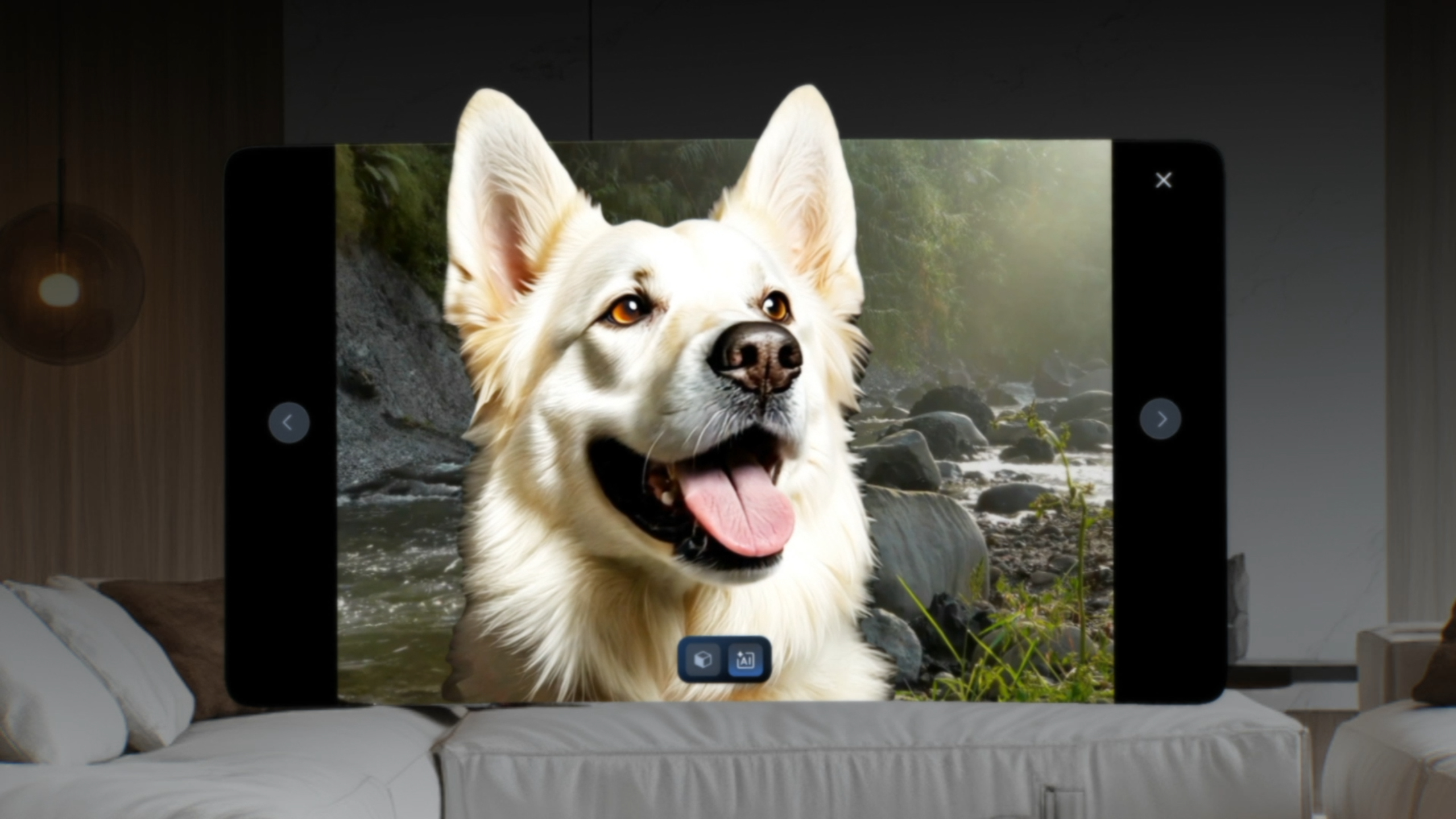 A mockup provided by Viture showing what Immersive 3D photos look like in its Spacewalker app on Viture smart glasses