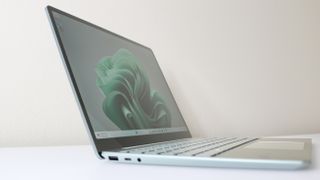 A side angle view of the Microsoft Surface Laptop Go 3