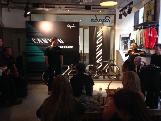 The Canyon//Sram team was presented at the London Rapha store