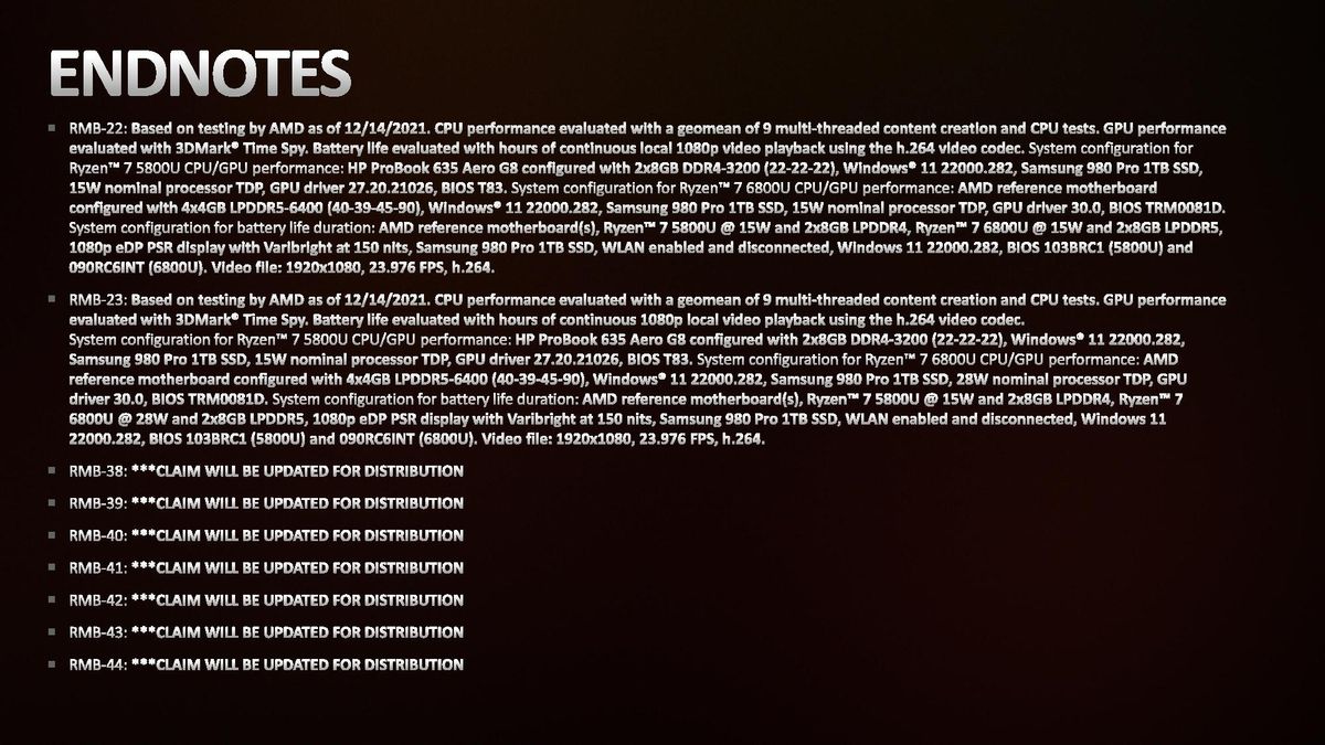 AMD Ryzen 6000 Test Notes Endnotes