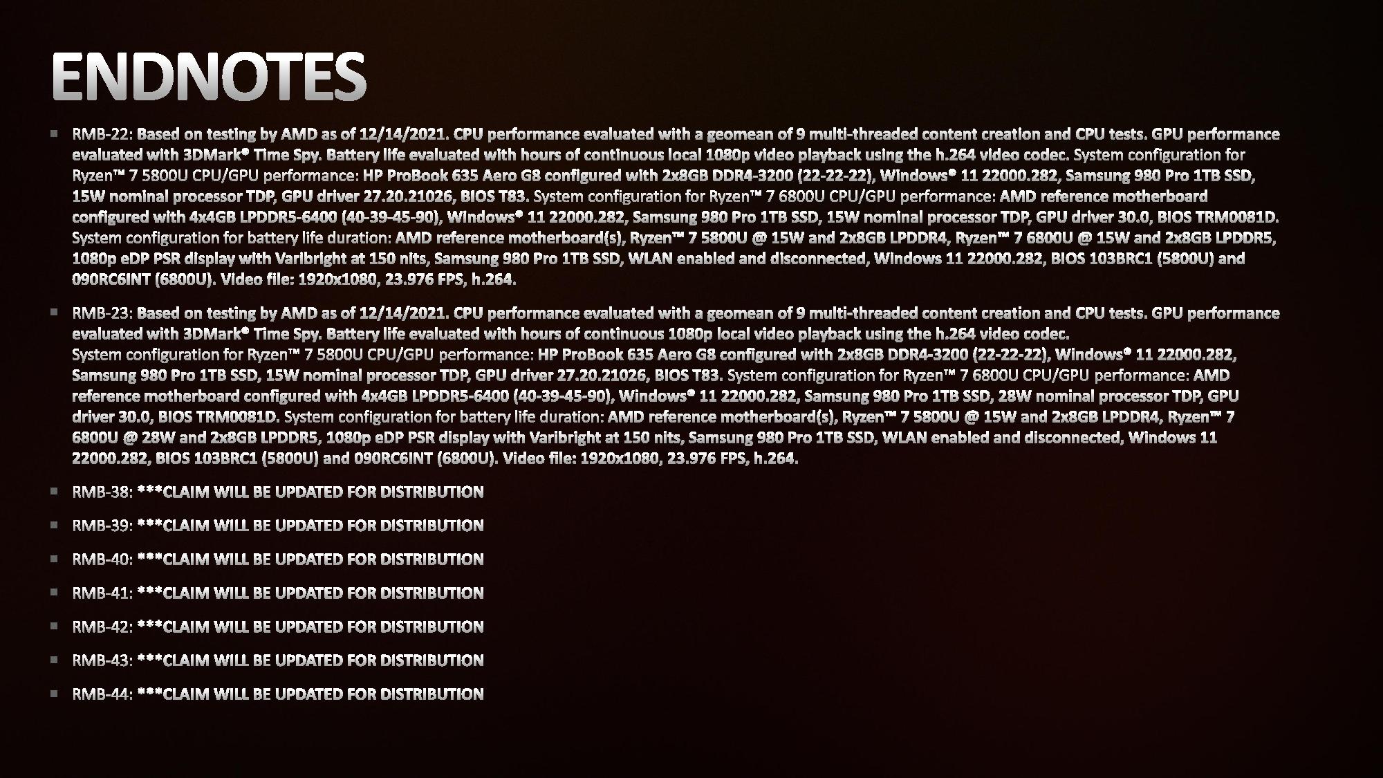 AMD Ryzen 6000 Test Notes Endnotes