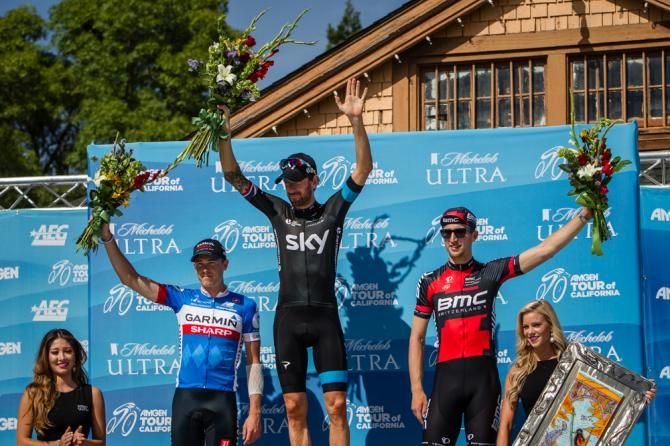 The top three podium for the mens TT