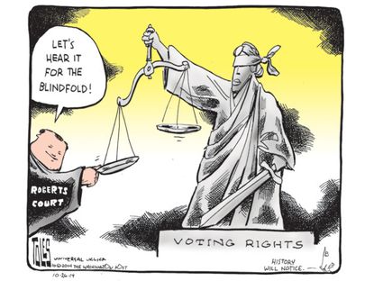 Political cartoon Supreme Court voting rights
