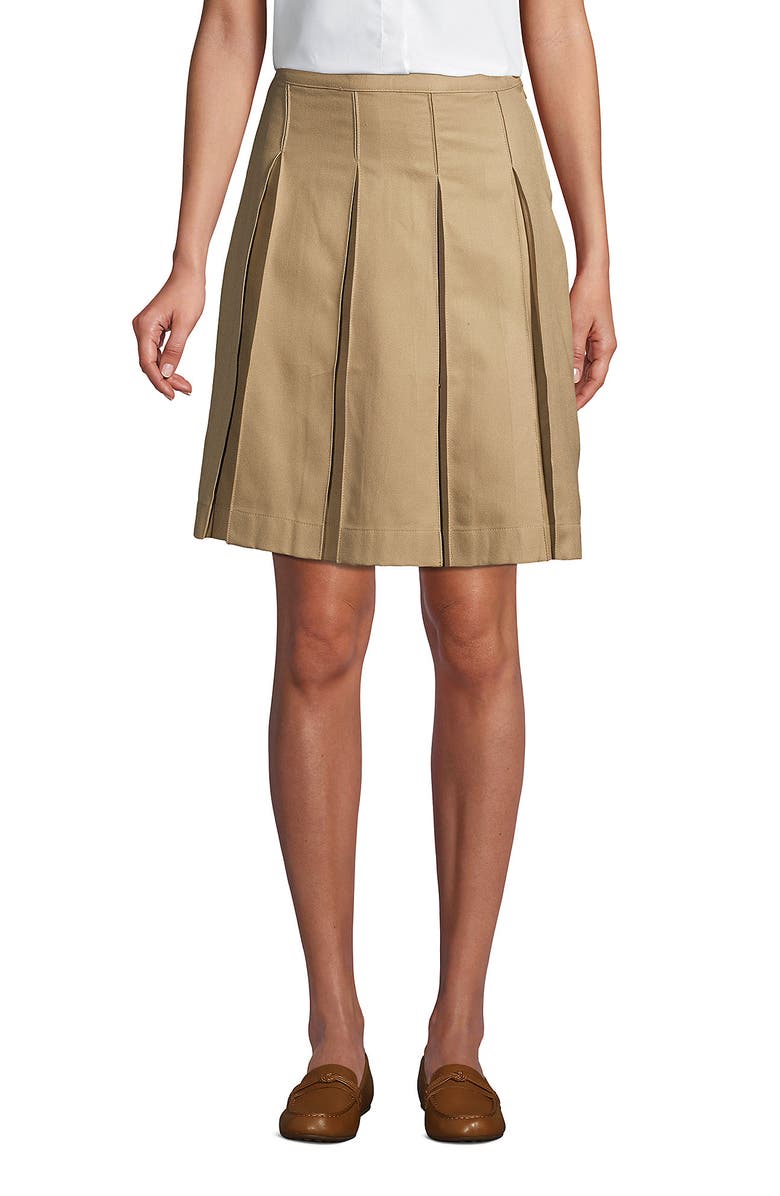 School Uniform Solid Box Pleat Skirt Top of Knee