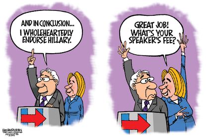 Political cartoon U.S. Bernie speakers fee