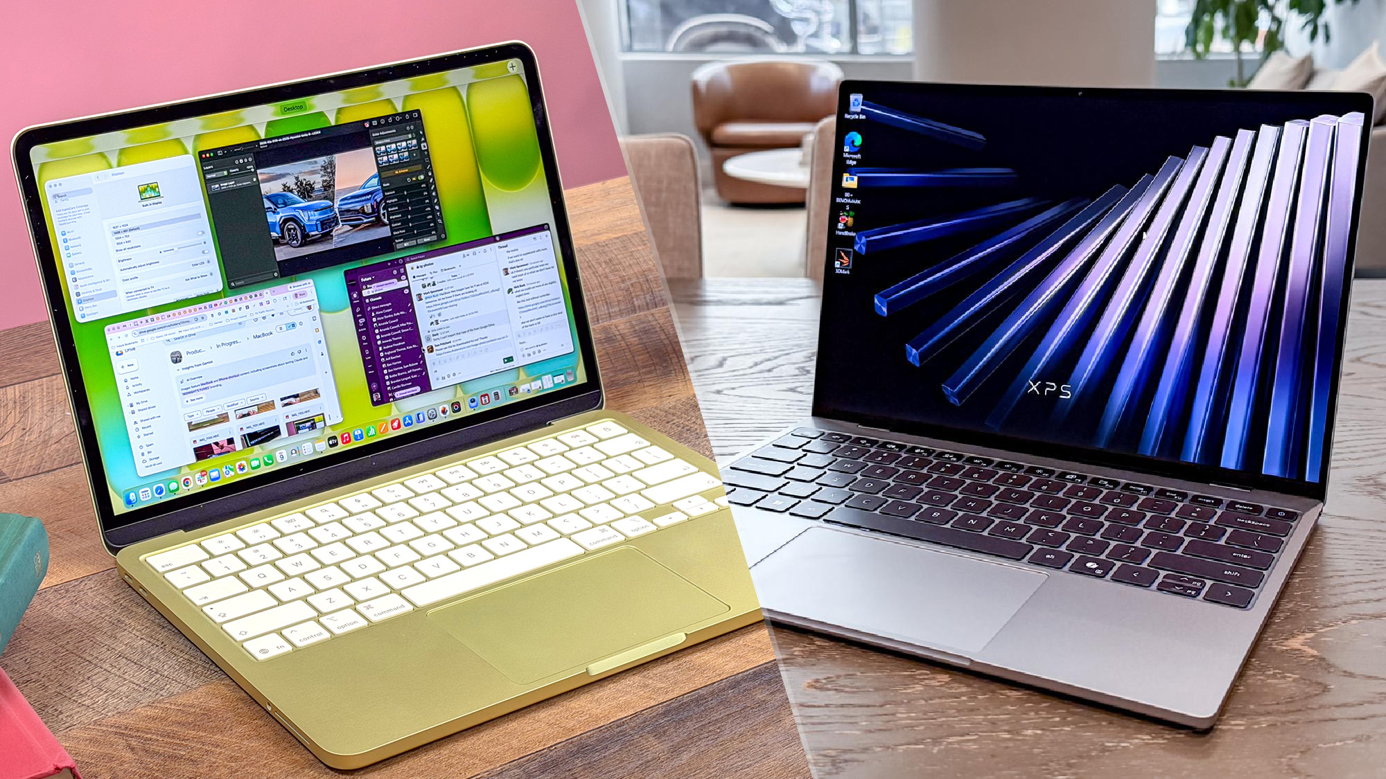 MacBook Neo (left) and Dell XPS 13 2026 (right)