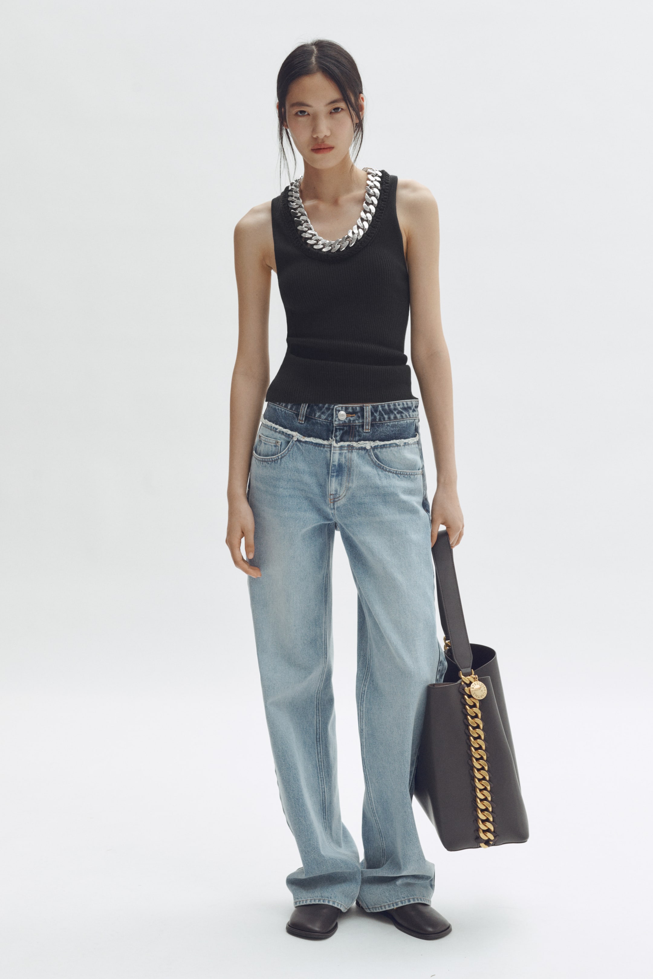Chain-Detail Ribbed Tank Top