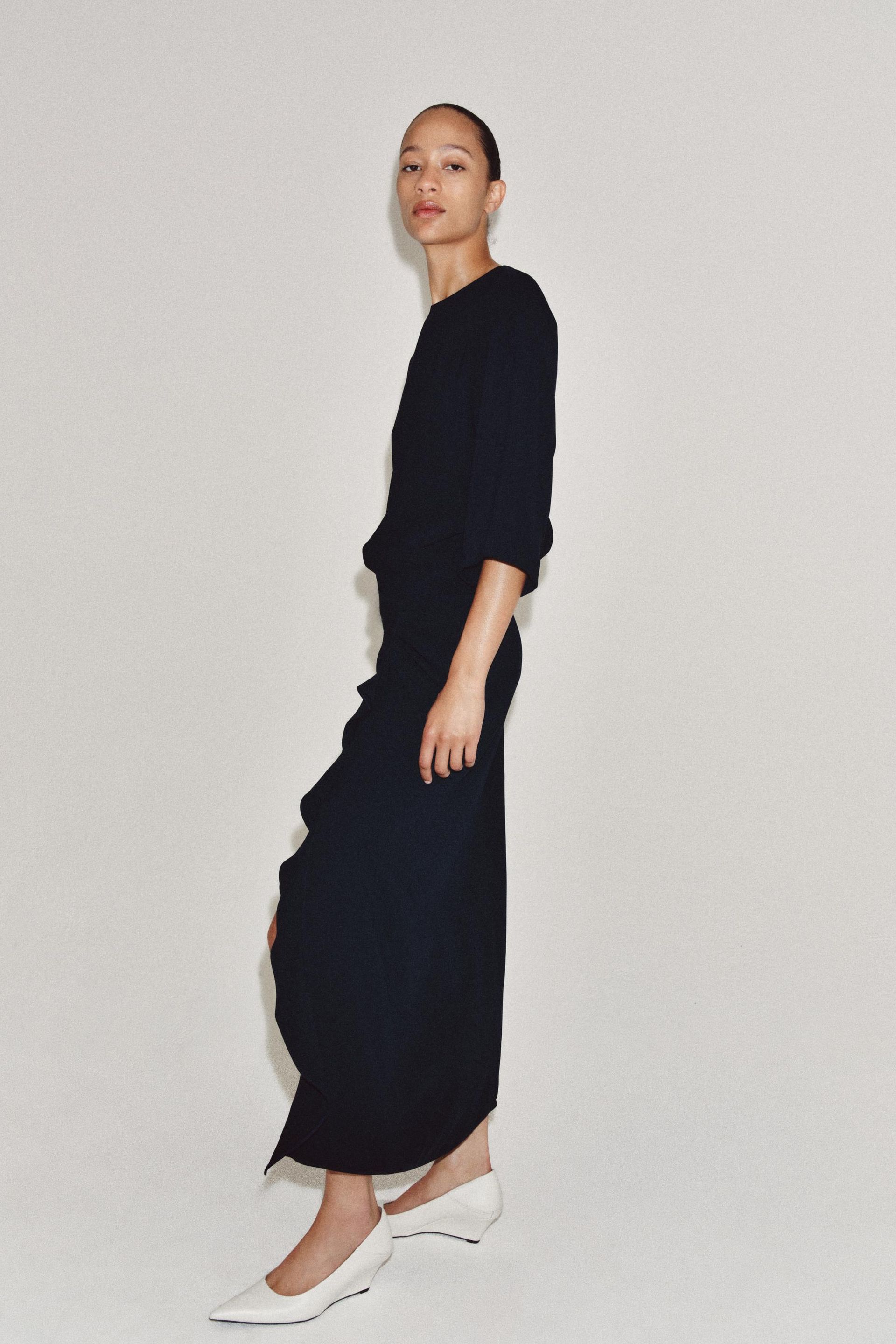 Zw Collection Draped Midi Dress