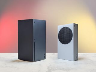 Xbox Series X and Xbox Series S on colorful background