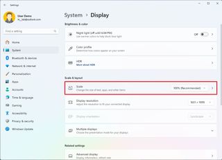 Open Scale settings page