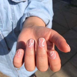 Clear nail designs white squiggles