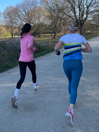 Lucy Gornall and professional triathlete Laura go for a training run together