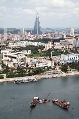 Begun in 1987 but still unopened, the Ryugyong Hotel in North Korea