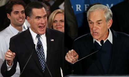 As the first- and second-place finishers in Tuesday's New Hampshire primary, Mitt Romney and Ron Paul each made rousing victory speeches, though substantively and stylistically, the speeches 
