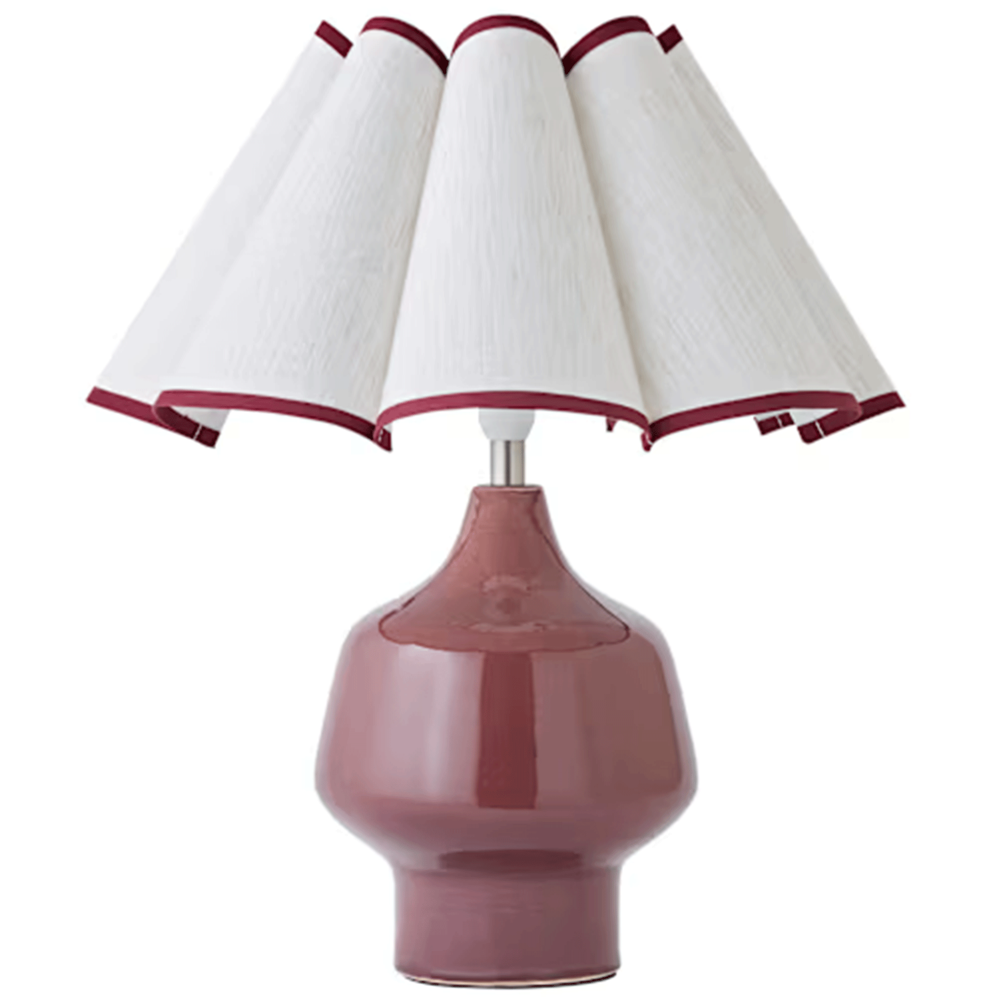 Red lamp with white shade