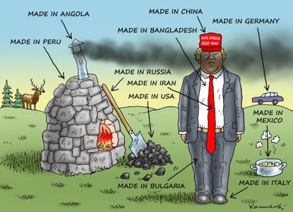 Political cartoon U.S. Trump coal foreign economy