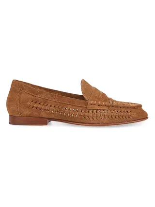 Woven Suede Penny Loafers