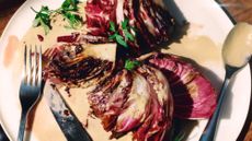 grilled radicchio with caper and anchovy sauce