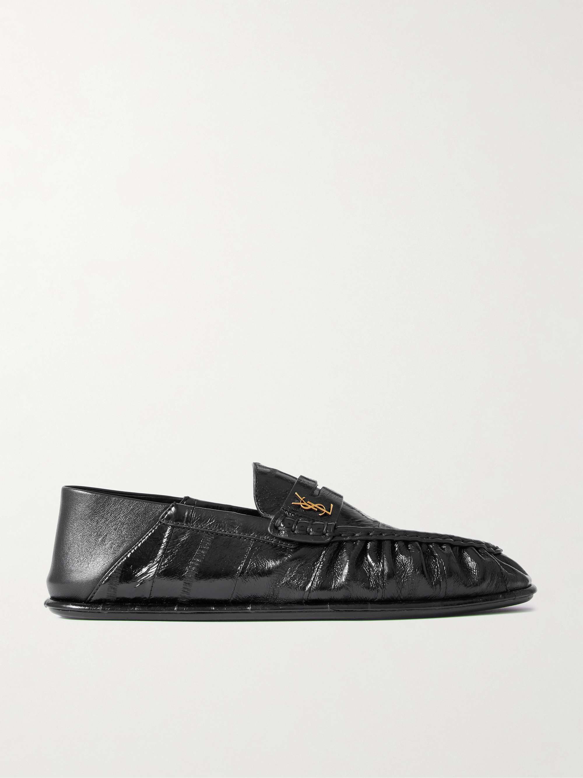 Le Loafer Embellished Collapsible-Heel Glossed-Eel Loafers