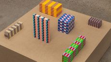 boxes wrapped in brightly coloured washi tape