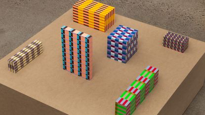 boxes wrapped in brightly coloured washi tape