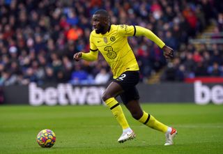 Chelsea’s Antonio Rudiger runs with the ball