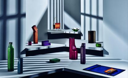 Berluti Home & Office Objects collection curated by Kris Van Assche, including pieces by Werkstätte Carl Auböck, Afra and Tobia Scarpa, and Simon Hasan (landscape)