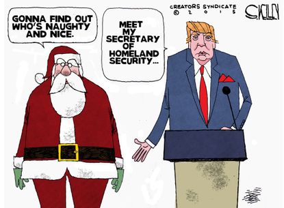 Political cartoon U.S. Trump Homeland Security Christmas