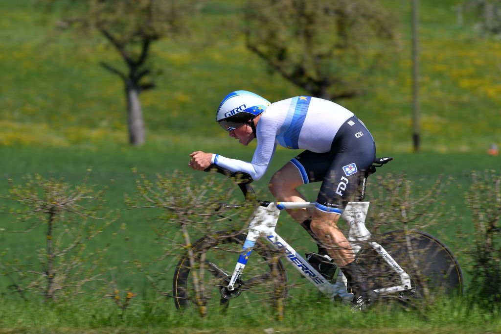ORON SWITZERLAND APRIL 27 Stefan Kng of Switzerland and Team Groupama FDJ during the 74th Tour De Romandie 2021 Prologue a 405km Individual Time Trial stage from Oron to Oron 700m ITT TDR2021 TDRnonstop UCIworldtour on April 27 2021 in Oron Switzerland Photo by Luc ClaessenGetty Images