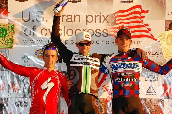 The elite men's podium (l-r): Todd Wells, Tim Johnson and Ryan Trebon.