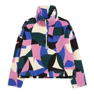 Monki Faux Fleece Half-Zip Sweater in Multi-coloured