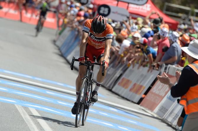 Rohan Dennis (BMC) crosses the finish line at the end of stage 5.
