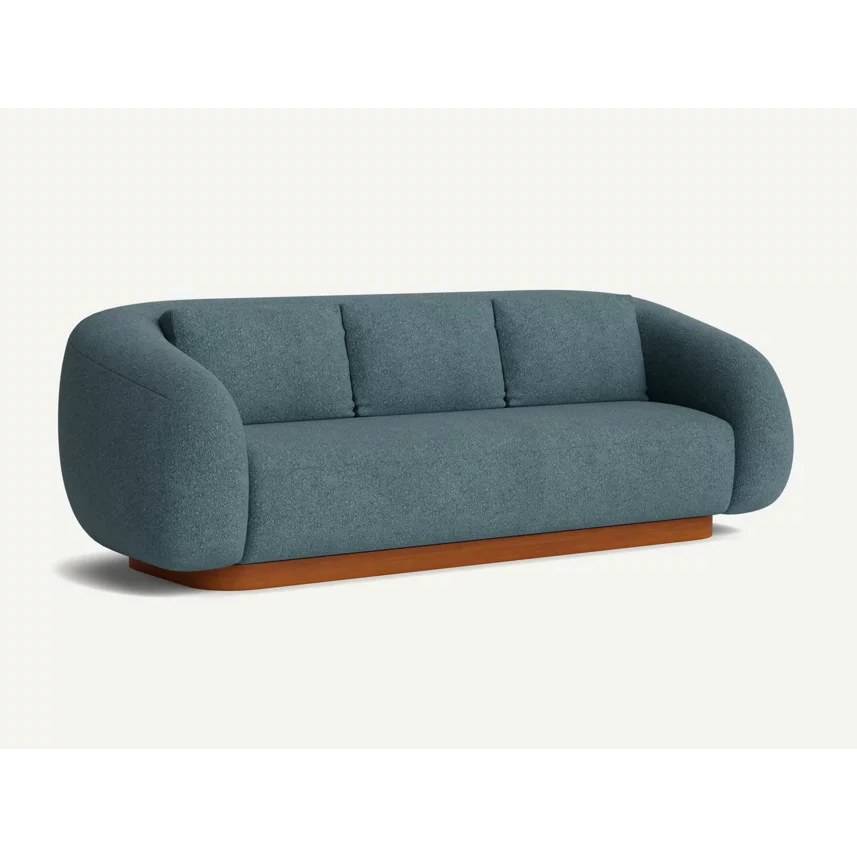 blue boucle sofa
