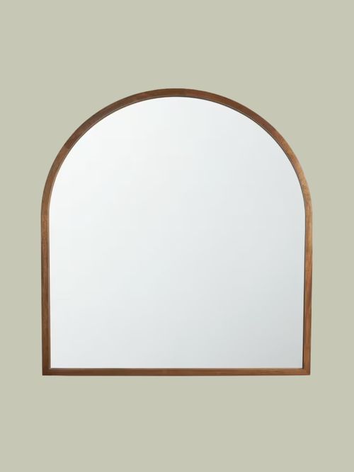 Slim Solid Oak Wood Overmantel Mirror, 101 X 90cm