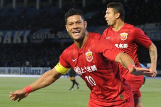 Hulk celebrates a goal for Shanghai SIPG against Kawasaki Frontale in May 2019.